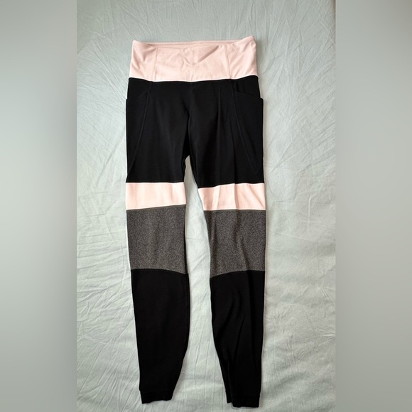 Athleta Pants - Athleta Colorblock Leggings in Black, Light Pink & Gray size small